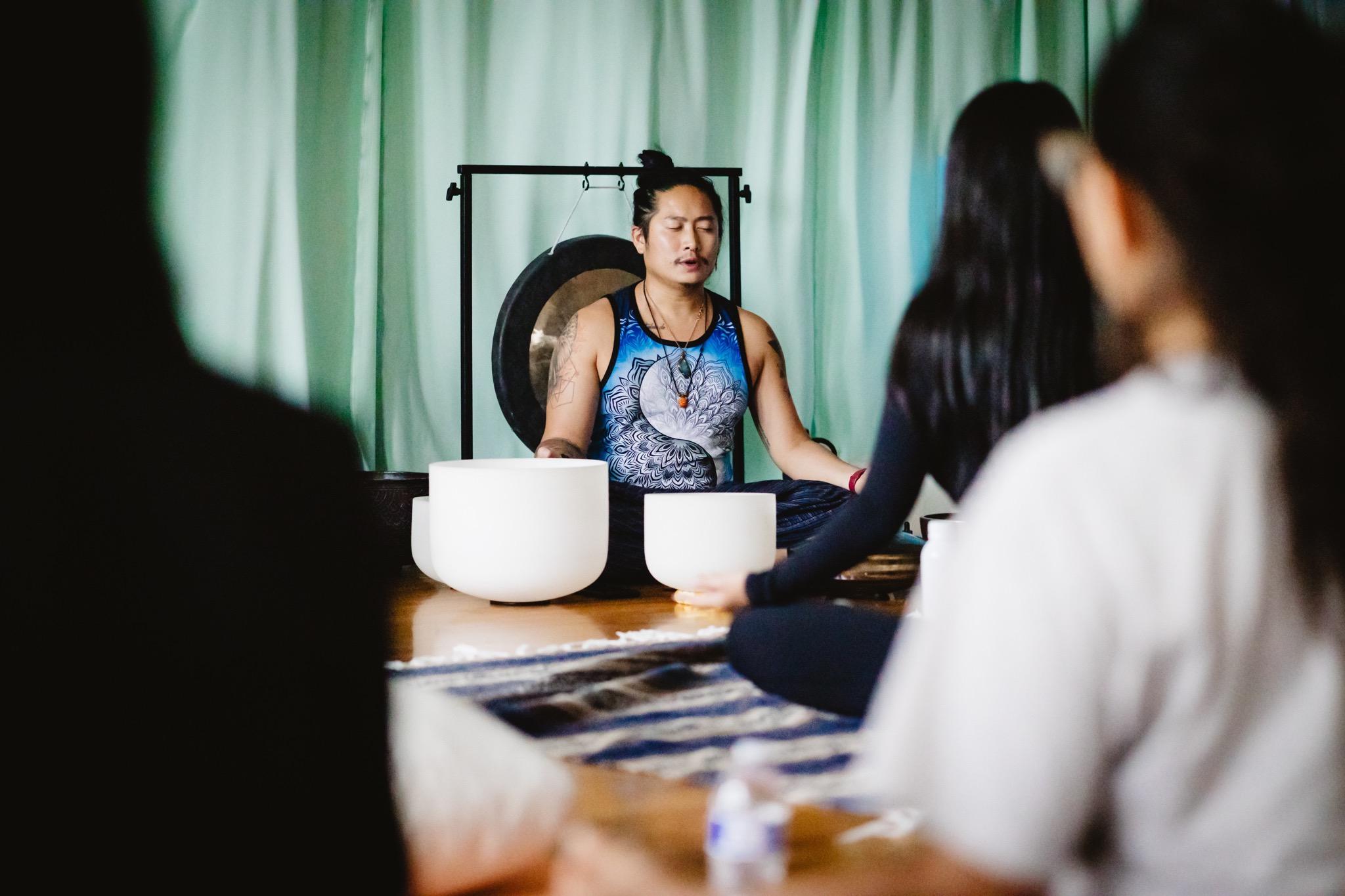 Sound bath for a business event